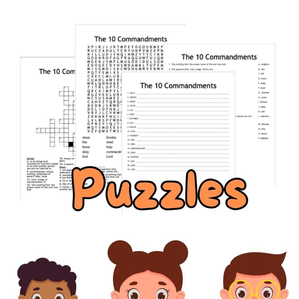 10 commandments word puzzles for kids