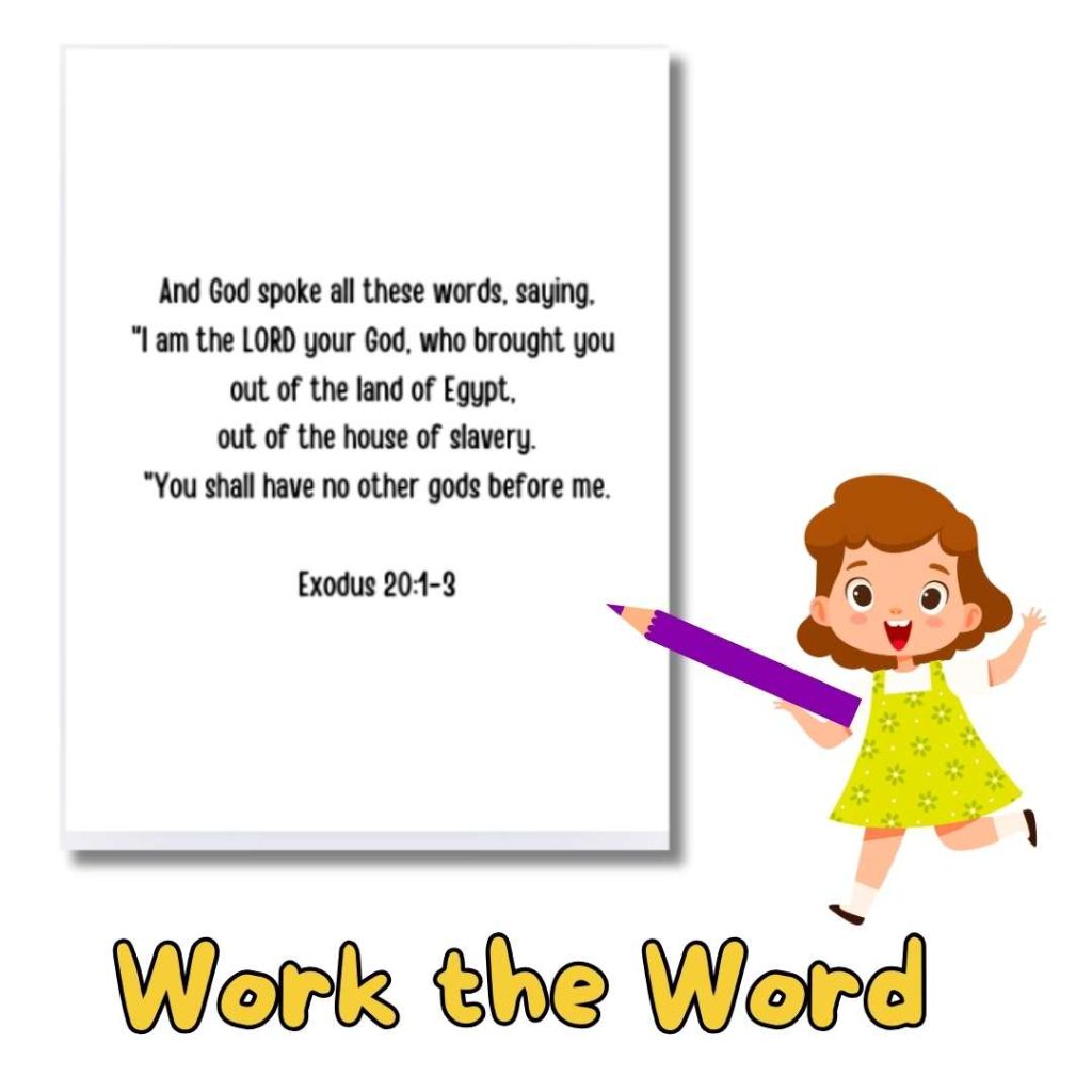 10 commandments work the Word printables for kids