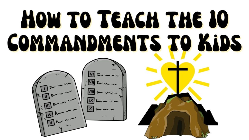 10 Commandments stone tablets connected to the cross and empty tomb of Christ