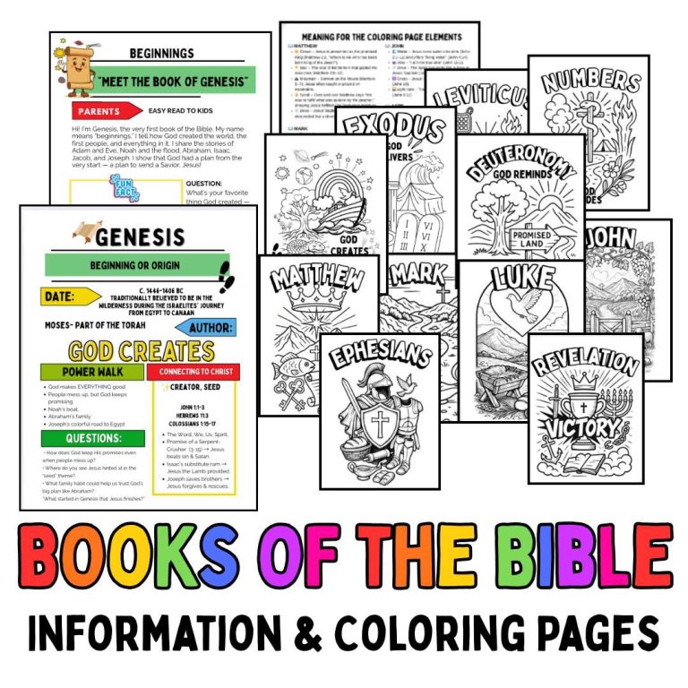 Books of the Bible information and coloring pages resource