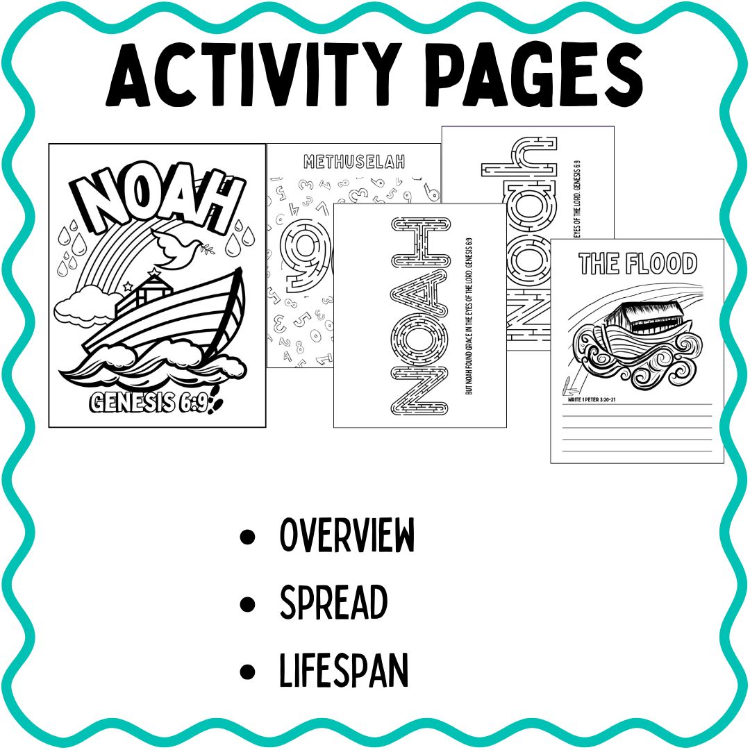Noah Activity pages for kids