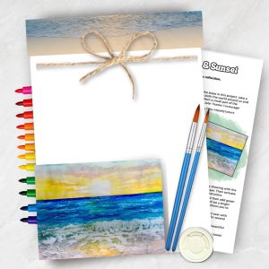 Beach Waves at Sunset – Personal Use Art Experience Art Kit