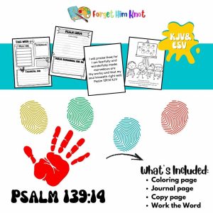 Psalm 139:14 Bible Verse Printables for Kids Mini Bundle